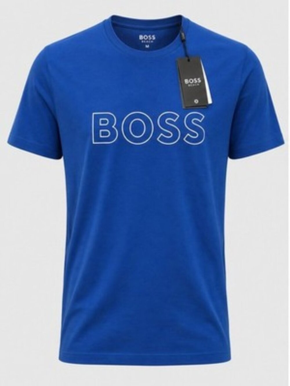 BOSS Beach Blue Outline Logo T-Shirt Mens M New With Tags